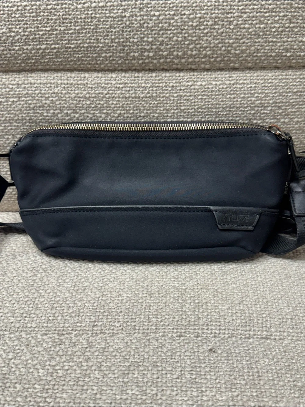Tumi Black Nylon Crossbody Belt Bag with Top Zip
